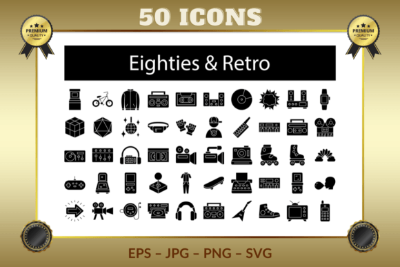 Eighties Retro Glyph Icons for Modern Creators