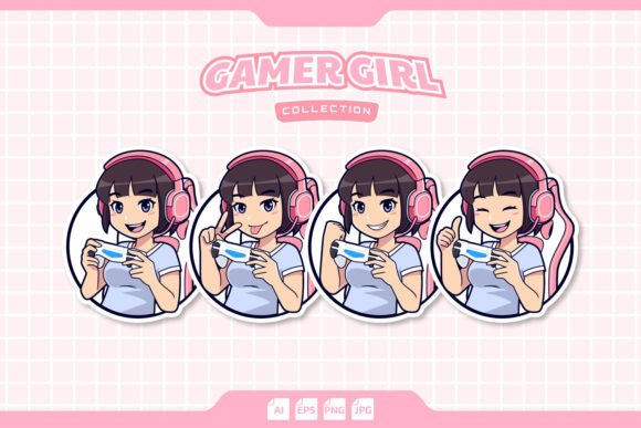 Level Up Your Brand: The Ultimate Gamer Girl Logo Set