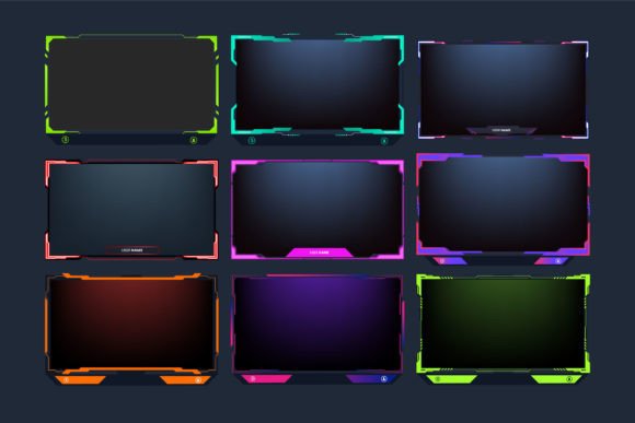 Live Stream Overlay Template Set Vector