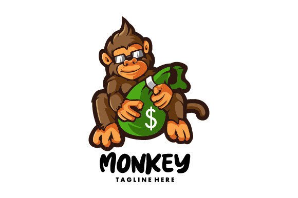 Monkey Holding Money Bag: Bold Vector Art for Modern Brands