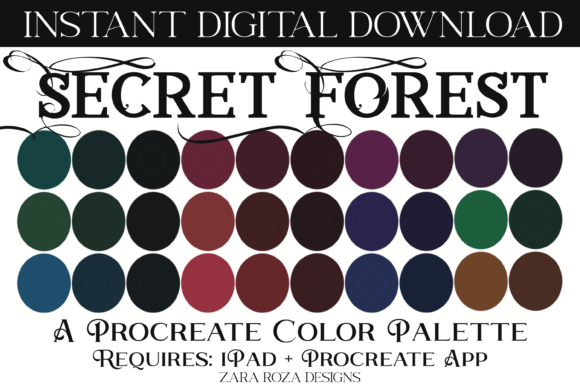 Secret Forest Color Palette: A Procreate Swatch Set for Digital Creatives